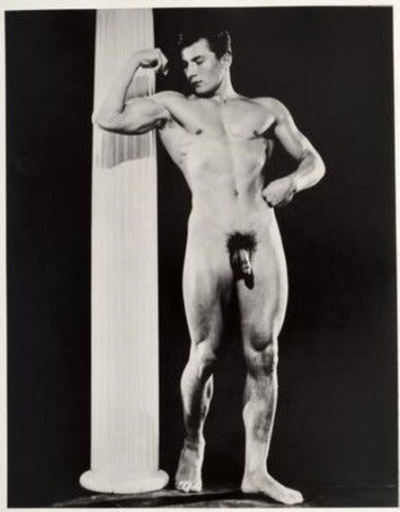 Bruce of Los Angeles, ‘[Nude Posing with a Column]’, ca. 1950