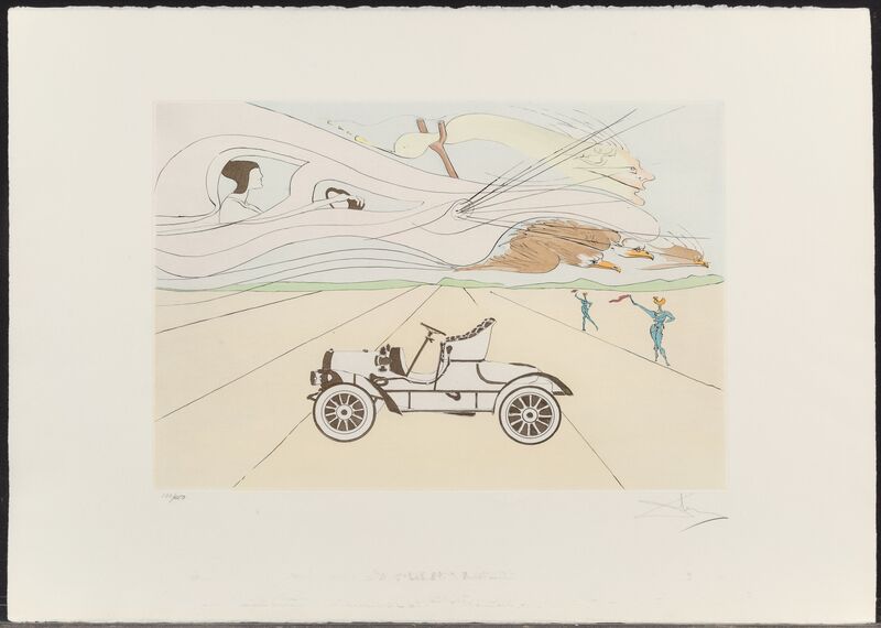 Salvador Dalí, ‘L'authomobile, from Hommage a Leonardo da Vinci’, 1975, Print, Engraving with pochoir in colors on Arches paper, Heritage Auctions