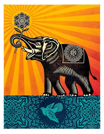 Shepard Fairey, ‘Peace Elephant VSE Blue Sunrise Colorway’, 2022