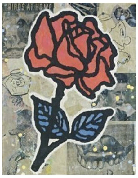 Donald Baechler, ‘Red Rose (Blue Leaves)’, 2008