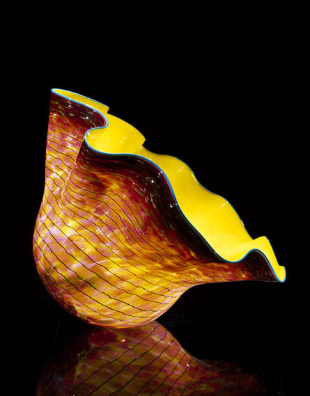Dale Chihuly, ‘Golden Yellow Macchia with Turquoise Blue Lip Wrap ’, 1995