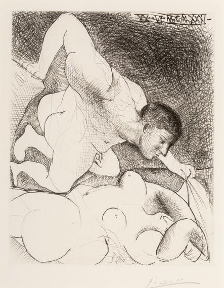 Pablo Picasso, ‘Homme devoilant une femme, pl. 5, from the Vollard suite’, 1931