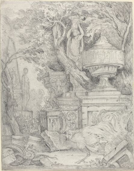 James Stuart, ‘Ancient Sculptures with a Cock Fighting a Snake’