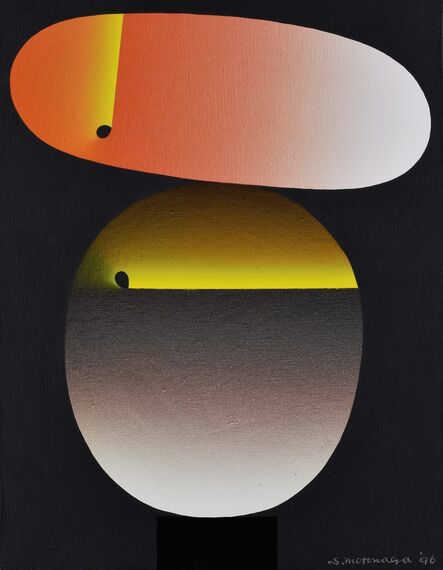 Sadamasa Motonaga, ‘Black circle and red horizontally long’, 1996