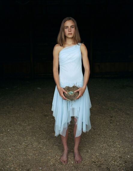Laura McPhee, ‘Mattie Holding a Robin's Nest, in Her Eighth Grade Graduation Dress Laverty Ranch, May 2005, Idaho 2/5’