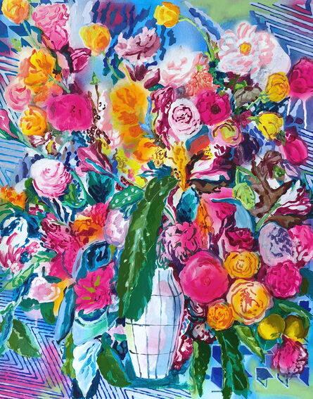 Alejandra Atares, ‘Vase with fluorescent flowers’, 2021