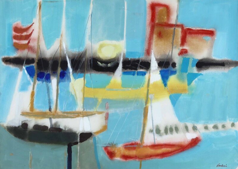 Enrico Paolucci, ‘Marina con vele’, Painting, Tempere on canvas, Cambi