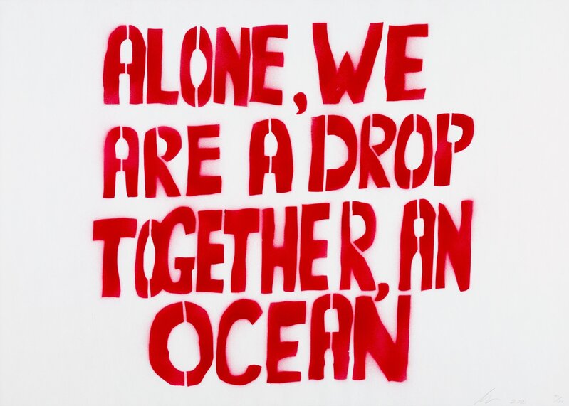 Sam Durant, ‘Alone, We Are a Drop, Together, an Ocean’, 2021, Print, Spray paint and stencil on paper, Heritage Auctions