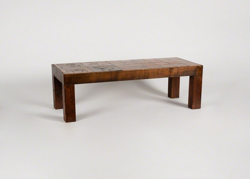 Jacques Blin, ‘Rectangular Tiled Coffee Table’, ca. 1970, Design/Decorative Art, Stained oak, ceramic tiles, Maison Gerard