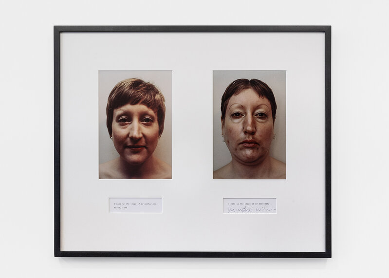 Martha Wilson, ‘ I Make Up the Image of My Perfection/I Make Up the Image of My Deformity ’,  1974/2008 , Photography, Two color photographs, text, michèle didier