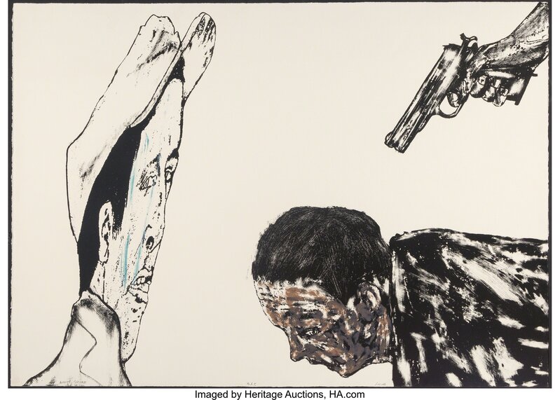 Leon Golub, ‘White Squad’, 1987, Print, Lithograph in colors on Arches paper, Heritage Auctions
