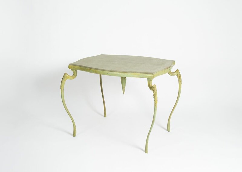 Mark Brazier-Jones, ‘"Saint James," Table’, ca 1992, Design/Decorative Art, Vert antique patinated & varnished steel, original green alcantara, Maison Gerard