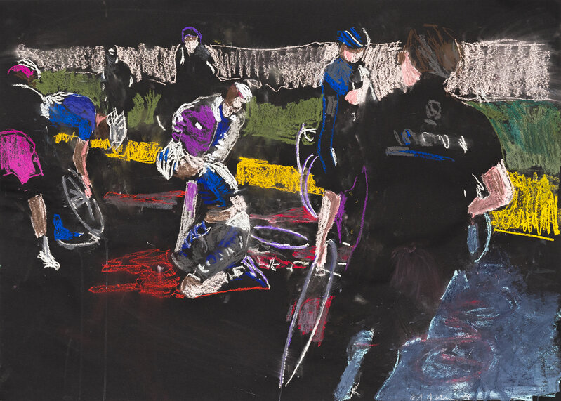 Erik A. Frandsen, ‘Tour de France’, 2019, Drawing, Collage or other Work on Paper, Dry pastel on paper, Hans Alf Gallery