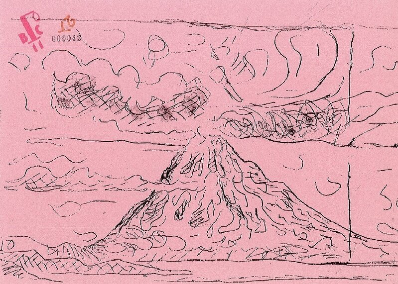 Billy Childish, ‘Volcano’, 2011, Print, Gestetner duplicator print on pink recycled paper, ICA London Benefit Auction