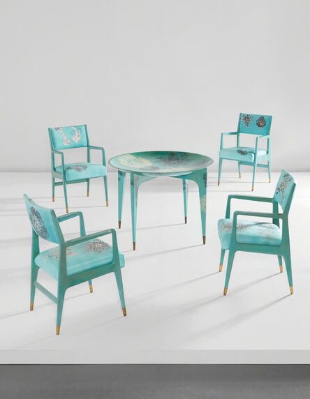Gio Ponti, ‘Unique "Madrepore" dining table and set of four armchairs’, ca. 1950