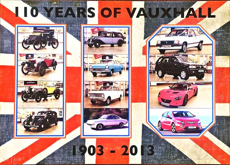 Peter Blake, ‘110 Years of Vauxhall’, 2013, Print, Silkscreen on Linen. Hand signed and numbered from the limited edition of 100., Alpha 137 Gallery