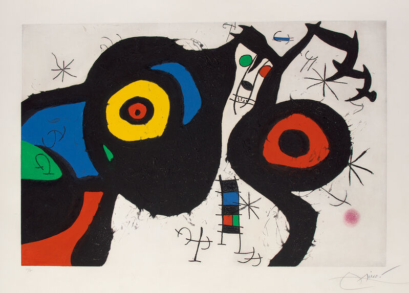 Joan Miró, ‘Les Deux amis (The Two Friends)’, 1969, Print, Etching and aquatint in colors with carborundum, on Mandeure rag paper watermark Maeght, with full margins., Phillips