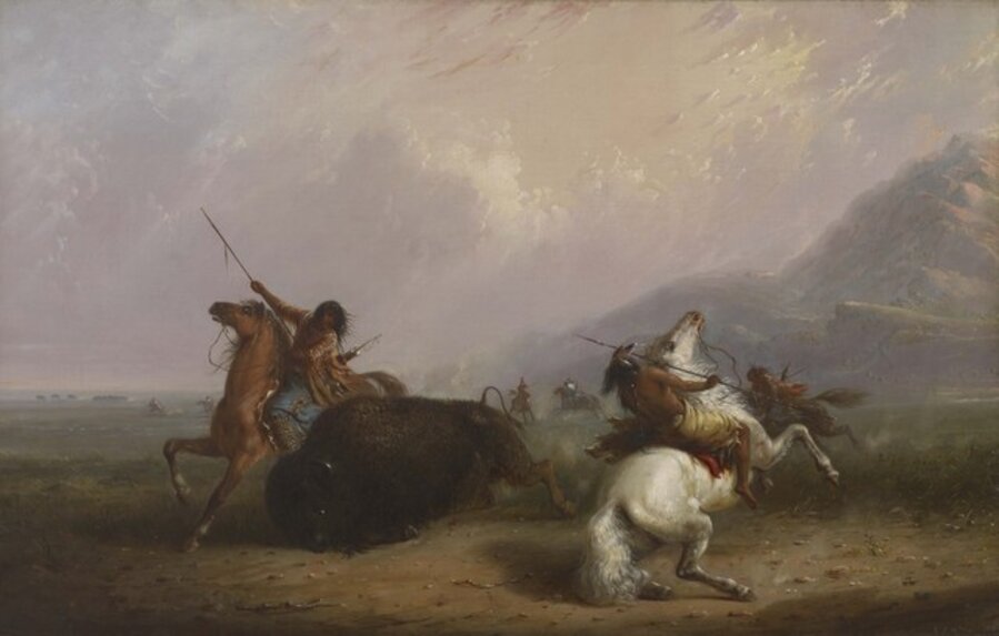 Buffalo Hunt with Lances