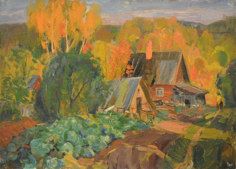 Vladimir Klimentevich Zhuk, ‘Sunset light in Autumn’, 1978, Painting, Oil on cardboard, Surikov Foundation