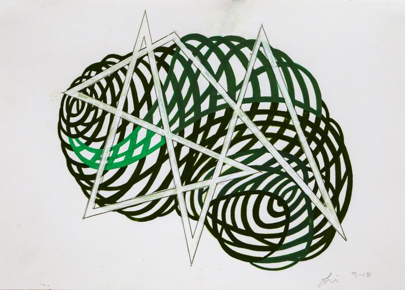 Linda Fleming, ‘Gouache Wall Drawing (green + angle)’, ...., Drawing, Collage or other Work on Paper, Graphite and gouache on paper, Robischon Gallery
