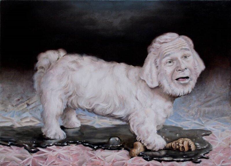 Scott Greene, ‘Pup on a Slick’, 2014, Painting, Oil on canvas on panel, Catharine Clark Gallery