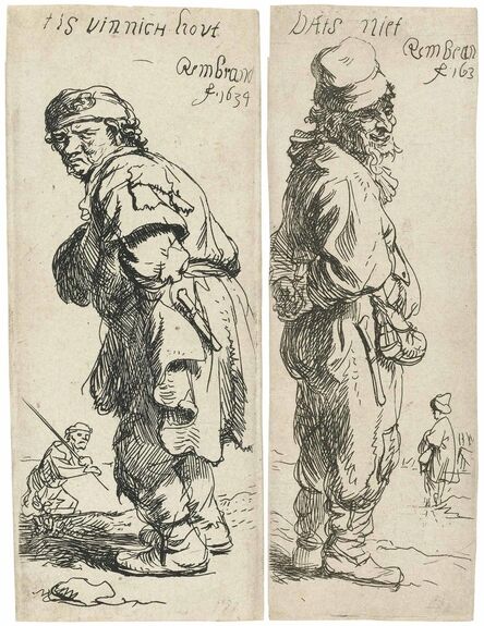 Rembrandt van Rijn, ‘A Peasant calling out: ‘Tis vinnich kout'; and A Peasant replying: ‘Dats Niet’’, 1634