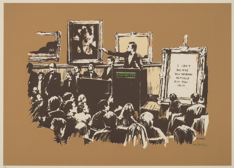Banksy, ‘Morons (Sepia)’, 2007, Print, Screenprint in colours, on Somerset wove paper, Forum Auctions