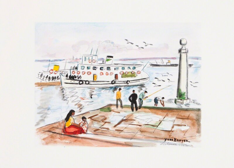 Yves Brayer, ‘Cais das Colunas, Lisbon’, Drawing, Collage or other Work on Paper, Watercolor on paper, Veritas