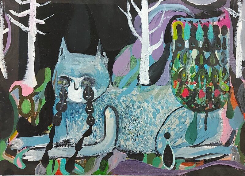 Silvia Argiolas, ‘Dolce Gatto in Giardino’, 2015, Drawing, Collage or other Work on Paper, Mixed media on paper, Robert Kananaj Gallery