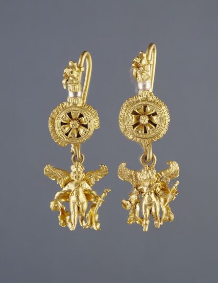 ‘Disk Pendant Earrings with a Figure of Eros’, 220 -100 BCE