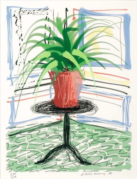 David Hockney, ‘iPad drawing ‘Untitled, 468’ (POTTED PLANT), with A BIGGER BOOK, ART EDITION BOOK AND STAND’, 2017