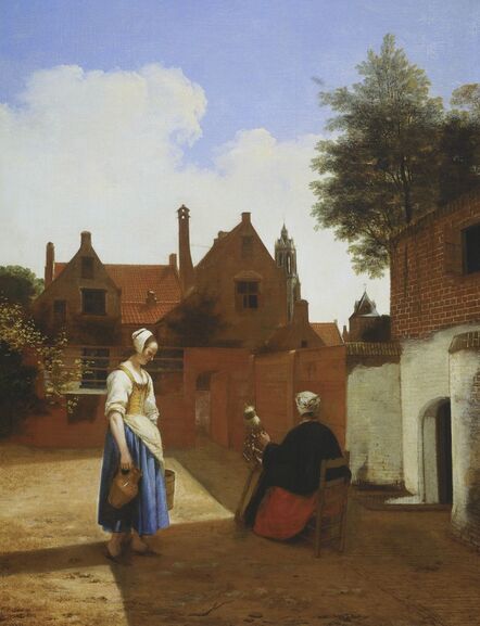 Pieter de Hooch, ‘A Courtyard in Delft at Evening: a Woman Spinning’, 1657