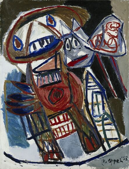 Karel Appel, ‘Woman and dog on the street’, 1953