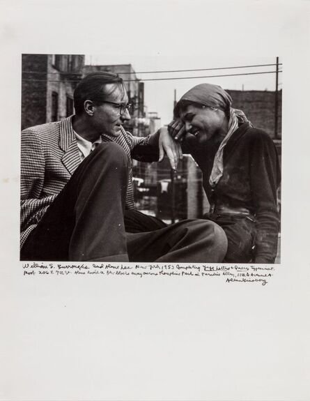 Allen Ginsberg, ‘"William S. Burroughs and Arlene Lee, New York, 1953 completing Yage Letters and Queer Typescript. Roof 206 E. 7th Street. Arlene lived a few blocks away across Tompkins Park in Paradise Alley, 11th and Avenue A.”’, ca. 1980