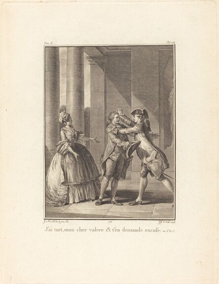 Jean Jacques Le Veau after Jean-Michel Moreau, ‘J'ai tort, mon cher Valère, et t'en demande excuse’, 1782