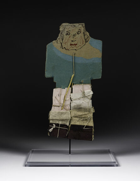 James Castle, ‘Untitled Construction (Figure in Blue-Green Jacket, Red Lips)’, n.d.