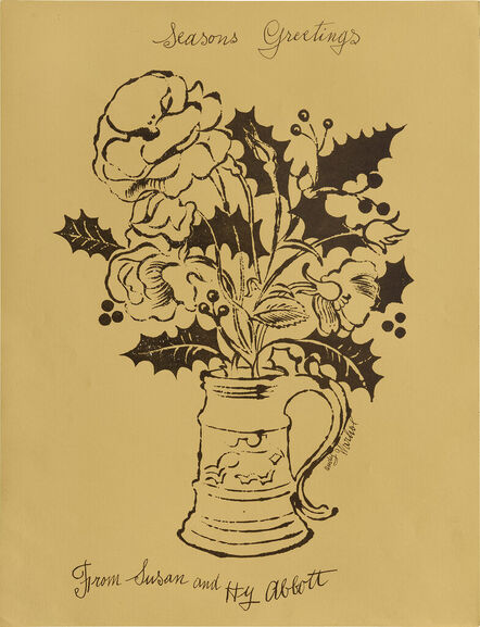 Andy Warhol, ‘Untitled (Flowers and Holly – Christmas Card)’, c. 1955