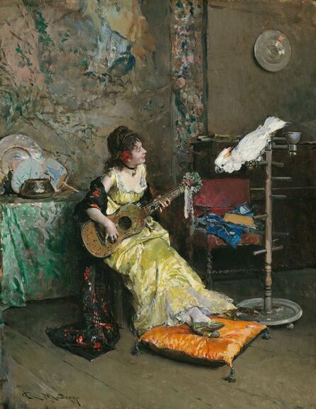 Raimundo de Madrazo y Garreta, ‘Woman with a Parrot’, ca. 1872