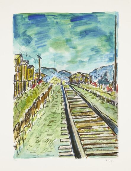 Bob Dylan, ‘The Drawn Blank series, (the large format portfolio of 6 prints): Amagansett; Man on a Bridge; Woman in Red Lion Pub; Still Life with Peaches; Truck; Train Tracks (Green)’, 2008