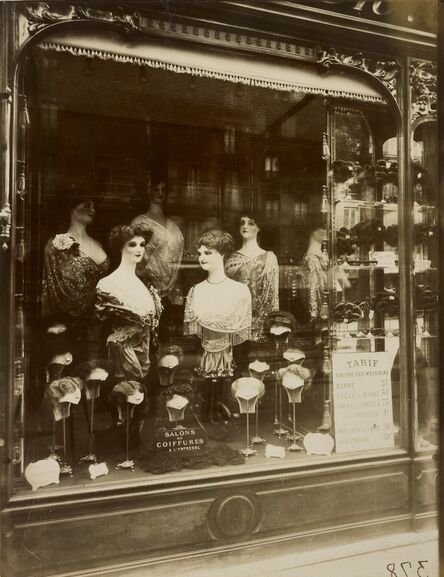 Eugène Atget, ‘Hairdresser's Shop Window, boulevard de Strasbourg’, 1912