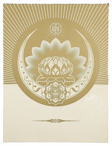Shepard Fairey, ‘Obey Lotus Crescent (White & Gold)’, 2013