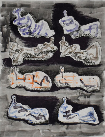 Henry Moore, ‘ Eight Reclining Figures I, from: Meditations on the Effigy’, 1966/67