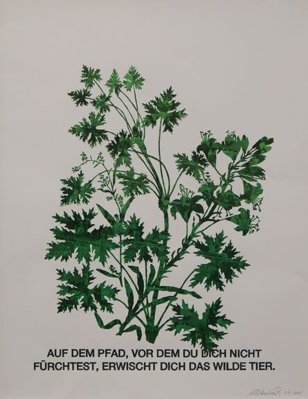 Marcel Odenbach, ‘Blattstaude mit Feuerlilie (grün)’, 2015