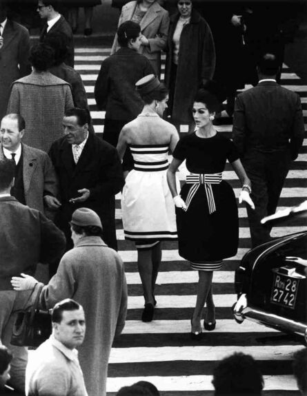 William Klein, ‘Simone Daillencourt + Nina Devos in Capucci fashion, Piazza di Spagna, Rome’, 1960