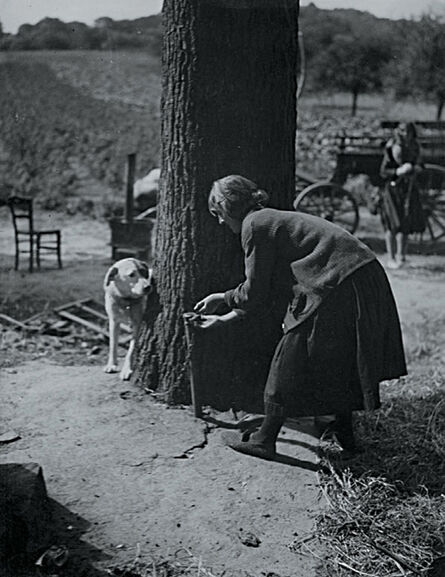 André Kertész, ‘"Do They Play Hide and Seek?" (Girl Ties up Dog to Play)’, 1933c/1933c