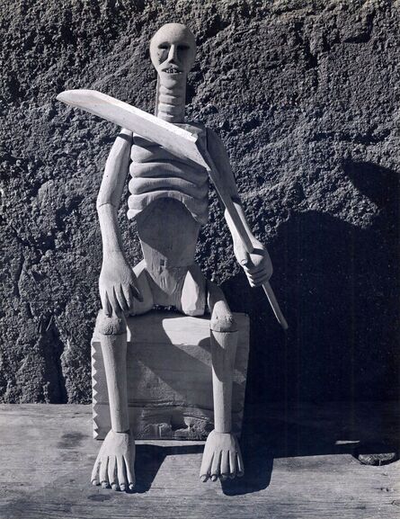 Edward Weston, ‘Wood Carving, Seated Man w/ Sickle’, 1942