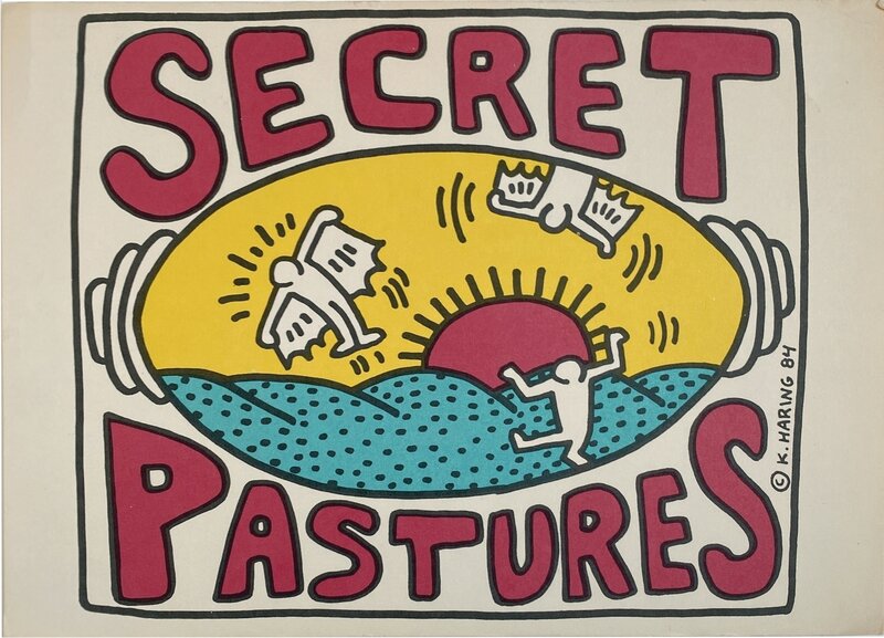 Keith Haring, ‘“Secret Pastures” announcement card’, 1984, Ephemera or Merchandise, Offset lithograph, Alternate Projects 