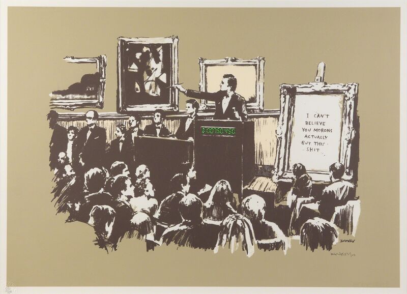 Banksy, ‘Morons (Sepia)’, 2007, Print, Screenprint on paper, Julien's Auctions