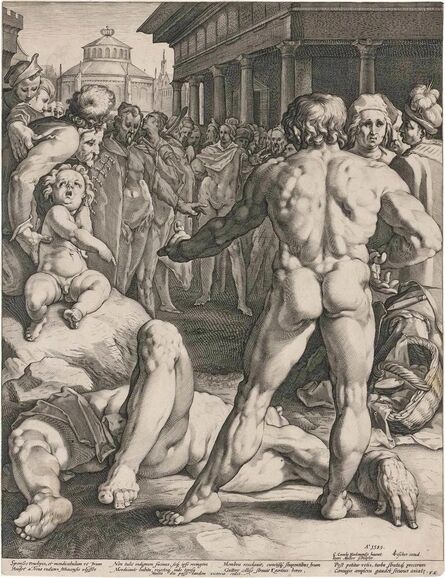 Jan Müller (1571-1628), ‘THE FIGHT BETWEEN ODYSSEUS AND IRUS (BARTSCH 30)’, 1589