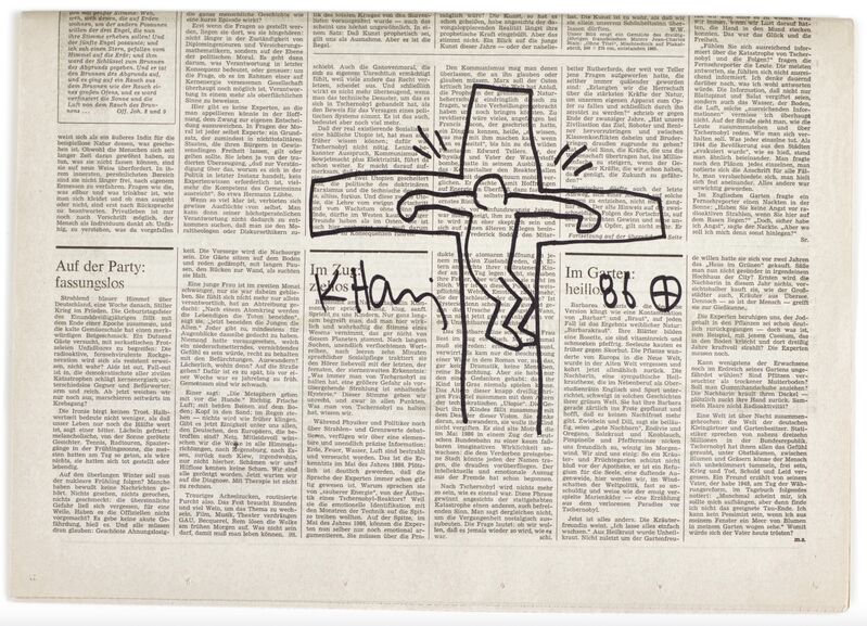 Keith Haring, ‘Crucifixion’, 1986, Drawing, Collage or other Work on Paper, Newspaper, black marker pen, Artificial Gallery